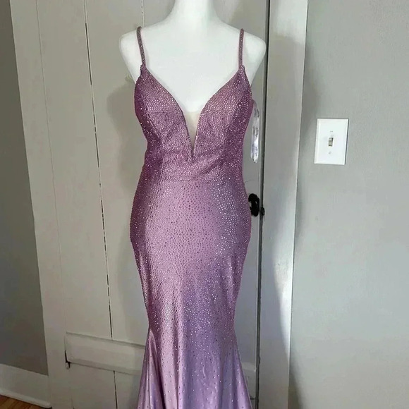 Ellie Wilde purple/lavender jeweled mermaid dress - Picture 3 of 8